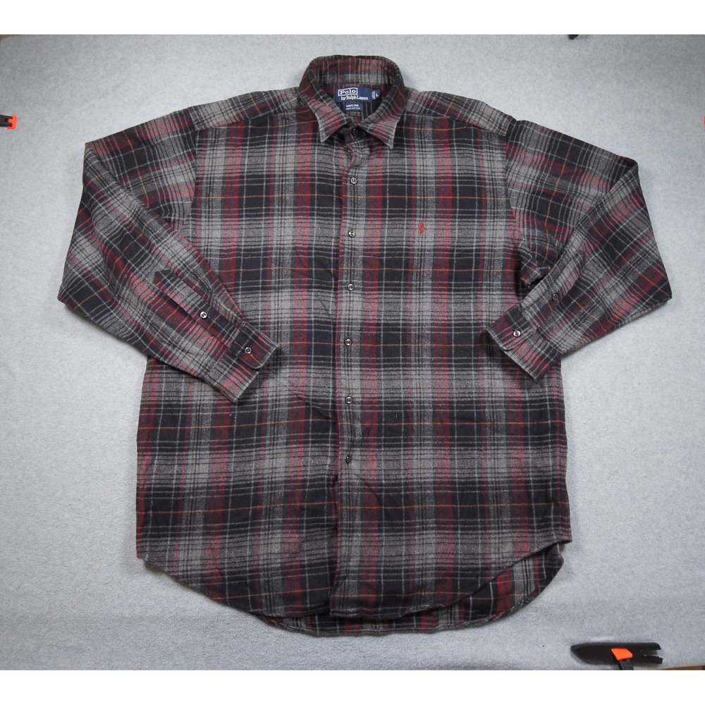 Vintage Polo Ralph Lauren Shirt Mens Large Button Down Long Sleeve Plaid Marlowe